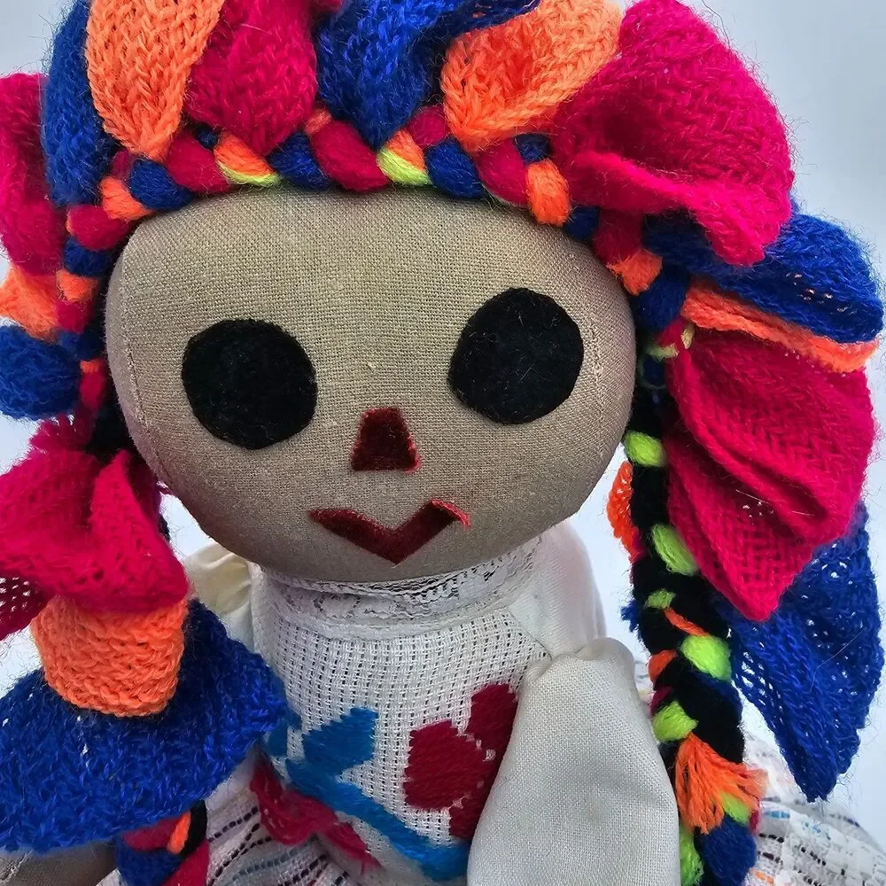 Handmade Mexican Maria Lele Rag Doll Folk Art Embroidered Cloth Doll 10